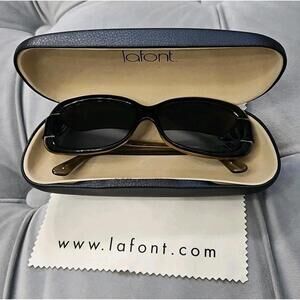Jean Lafont Vintage Deluxe 103 Black Brown Oval Sunglasses